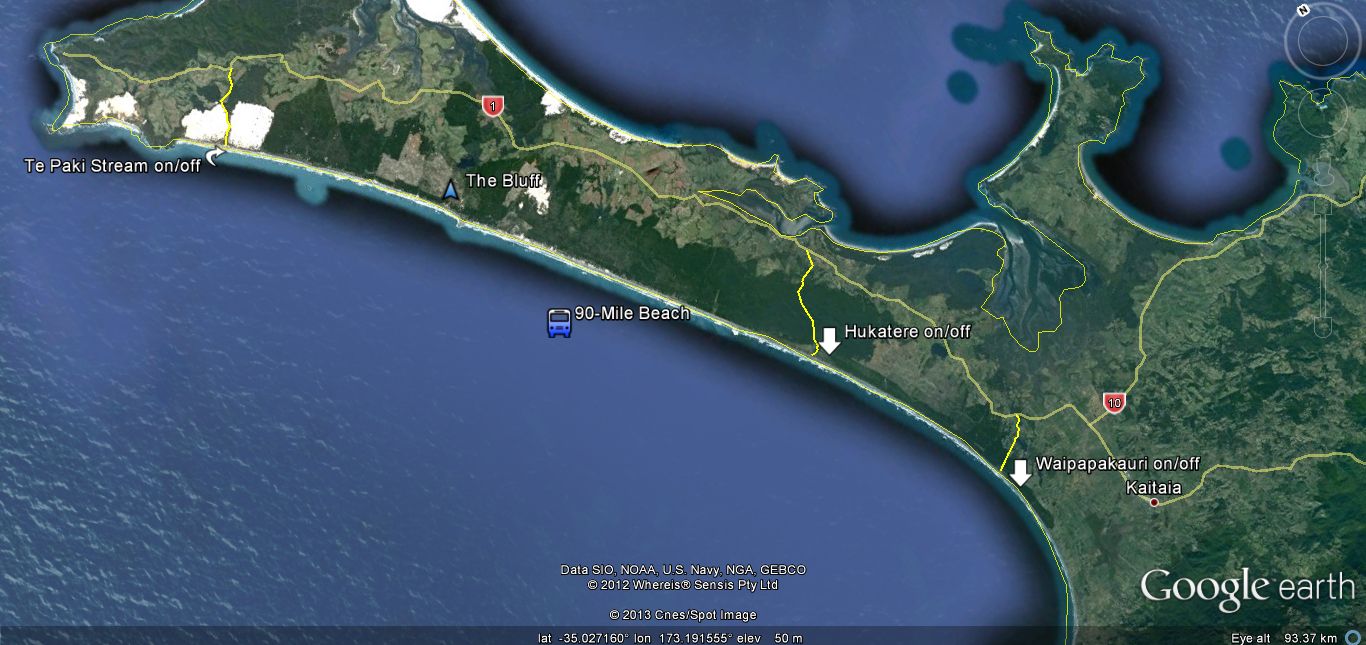Te Oneroa-a-Tōhe / Ninety Mile Beach -- stranding location overview